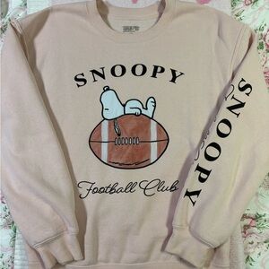 Peanuts Snoopy Football Pink Crewneck Sweater